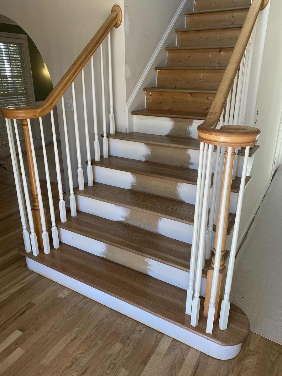 Hand rail refinishing for Hardwood Renovations in Buford, GA