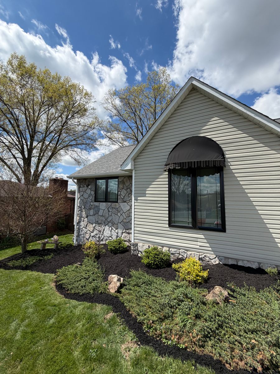 Mulch / River Rock installation for Green Hills Lawn Service in Washington, PA