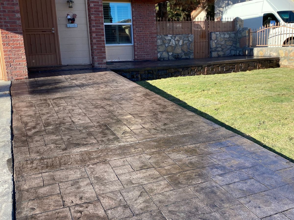 Stamped Concrete Installation for Delatorre Construction in El Paso, TX