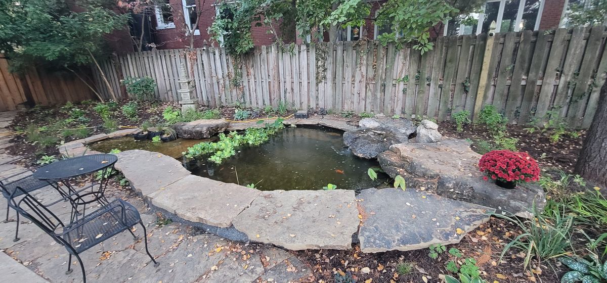 Pond installation for VQ Land & Stone in St. Louis, MO
