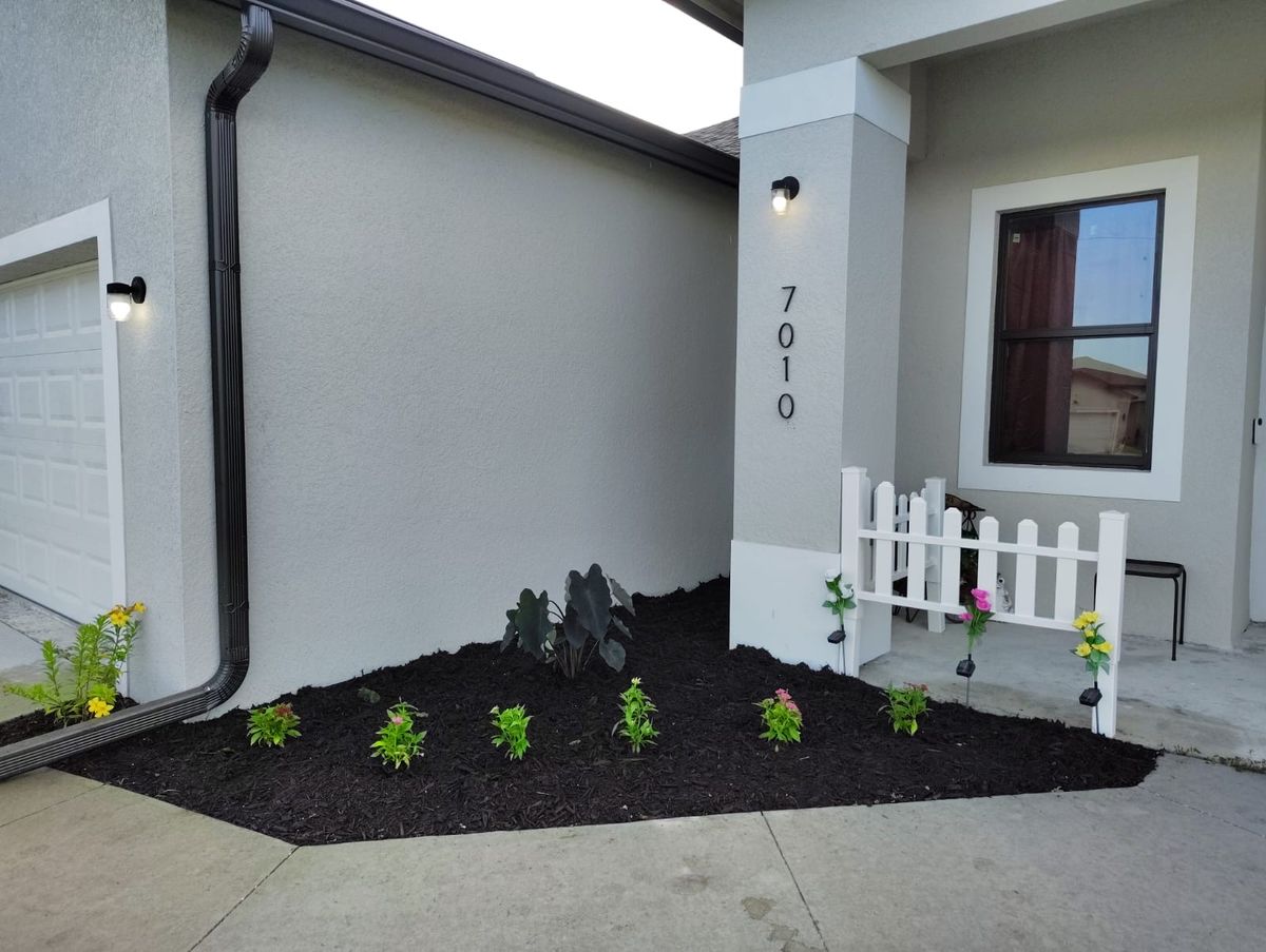 Mulch and rocks installation for BH Lawn and Landscape in Fort Myers, FL