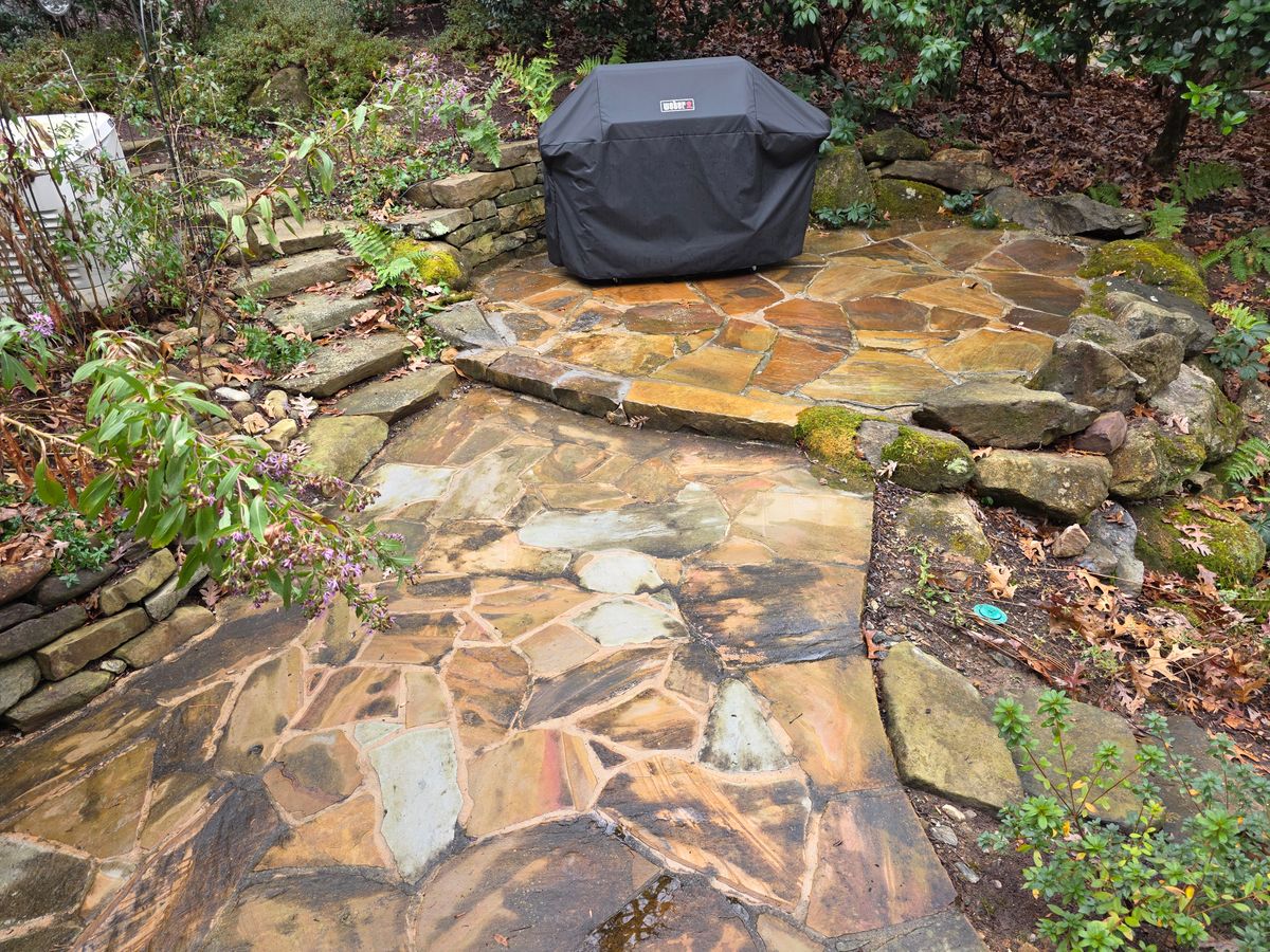 Hardscape brick laying for Acosta's Stone Work in Henderson, NC