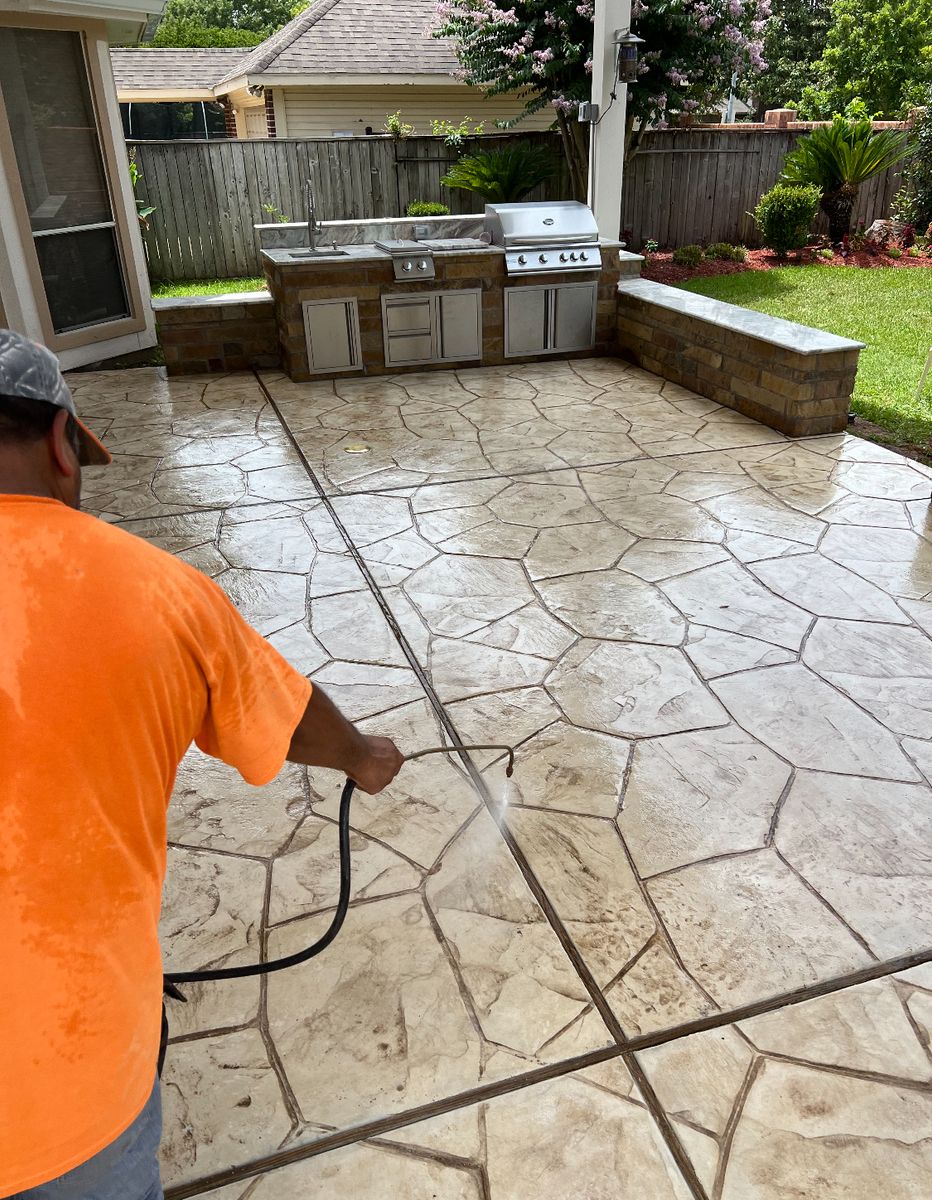 Stamped Concrete Installations for Texas Curb N Borders in Houston, TX