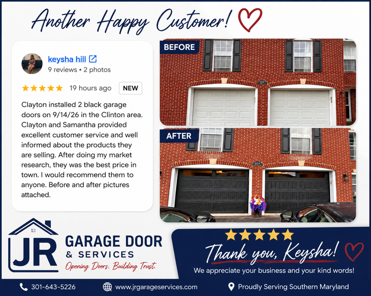 Garage Door Installation for JR Garage Door and Services in Charles County, MD