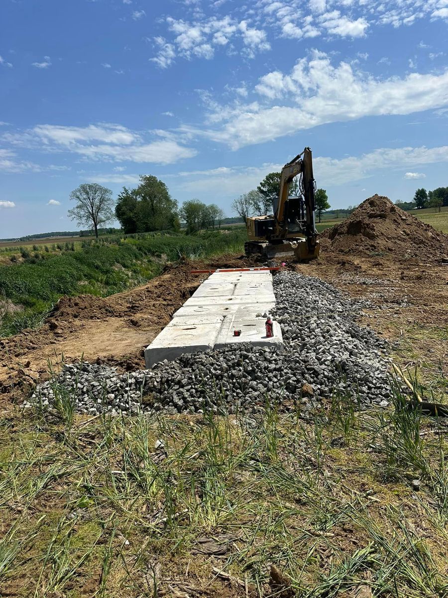 Site Preparation for Frey Drainage and Excavating in Farmersburg, IN