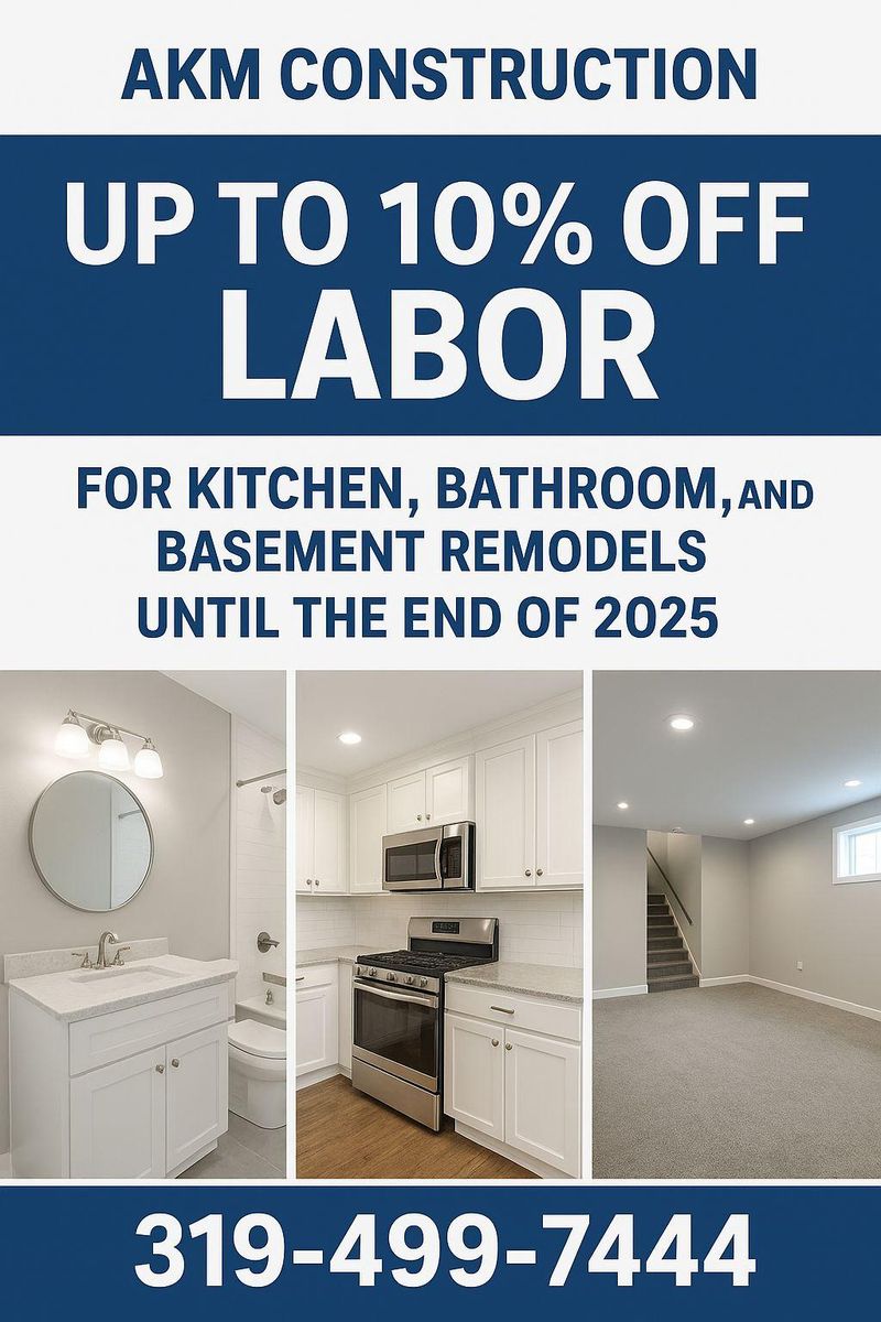 Basement Finishes for AKM Construction & Contracting in Ely, IA