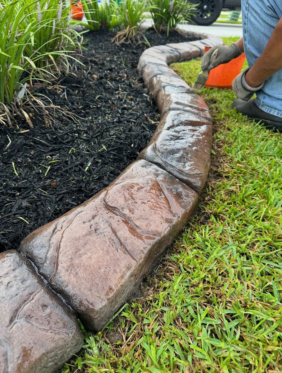 Custom Carved Concrete for Texas Curb N Borders in Houston, TX