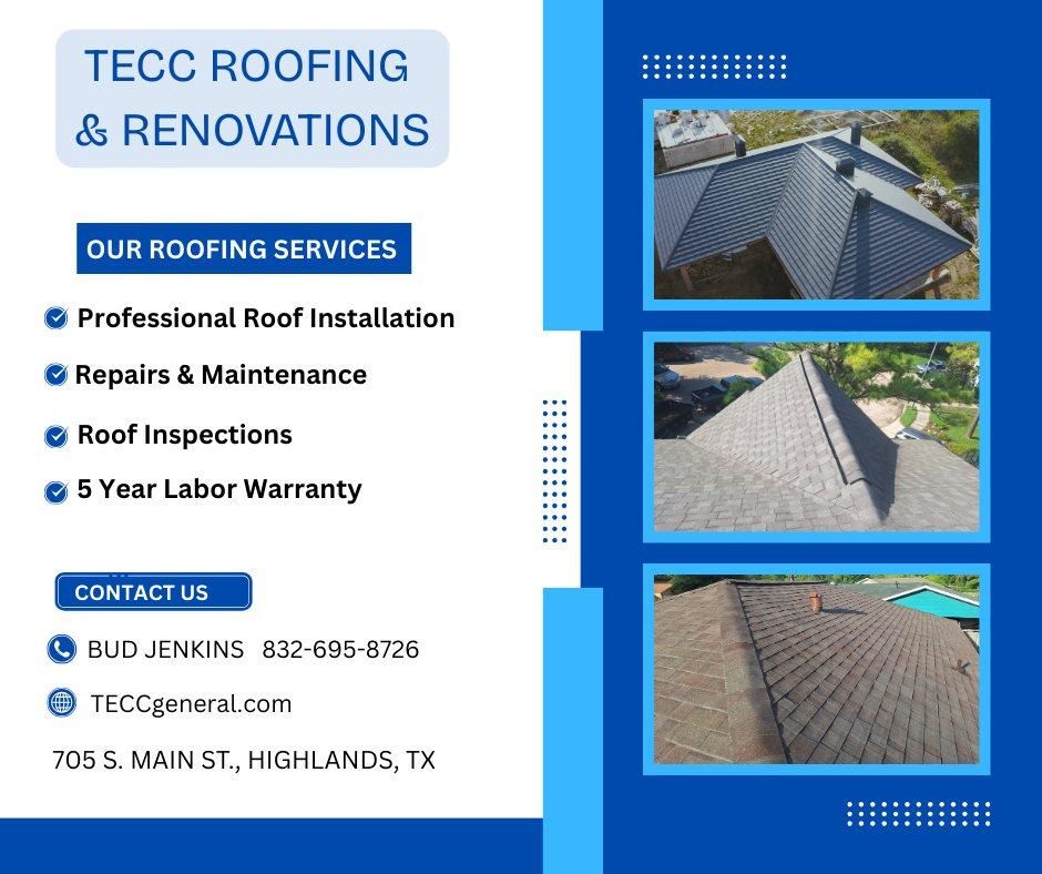 Roofing for TECC Roofing & Renovations in Harris County, TX