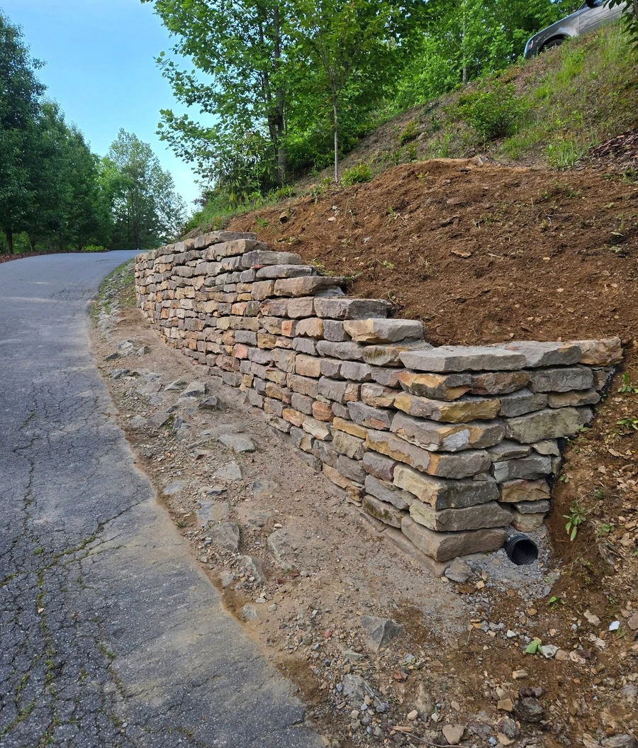 Retaining Wall Construction for C4 TrueVision Renovations in Asheville, NC