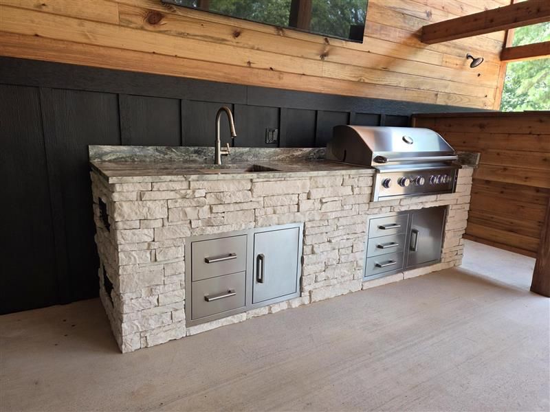 Outdoor Kitchen Construction for Hunt Stone & Fireplace in Huntington, TX