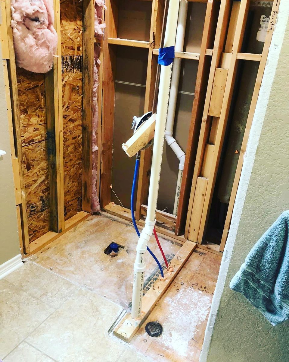 Rough In Plumbing for JVR TILE & Remodeling in San Antonio, TX