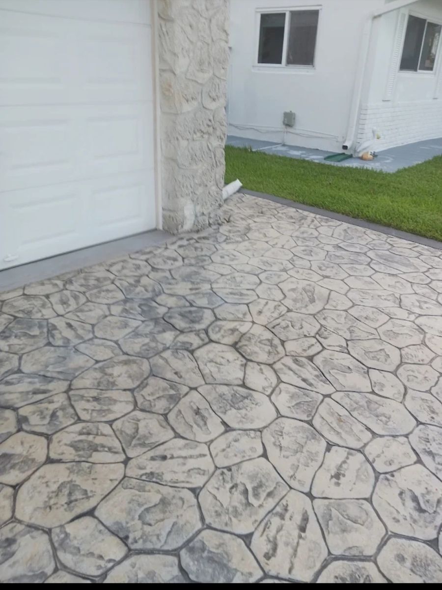 Stamped Concrete Installation for Beautiful and Affordable Stamped Concrete by Lauderdale Concrete LLC in Sunrise, FL