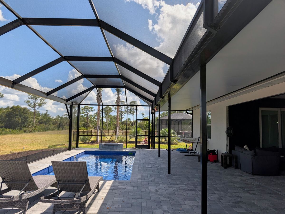 New Pool Cage Construction for Advanced Screen Services LLC in Punta Gorda, FL