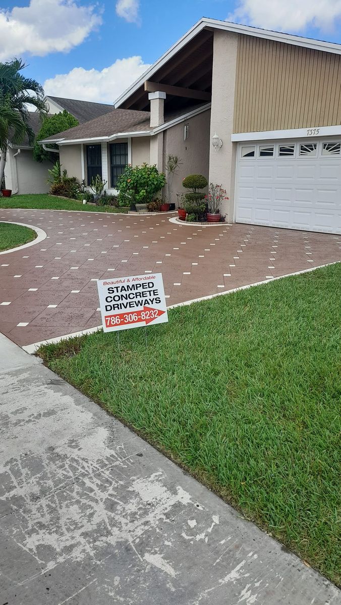 Concrete Driveway  for Beautiful and Affordable Stamped Concrete by Castilla Concrete Finish Design Corp in Sunrise, FL