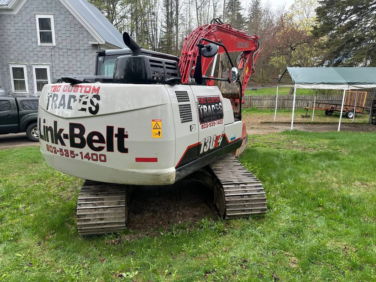 Foundation Digging for TBC Custom Trades in West Burke, VT