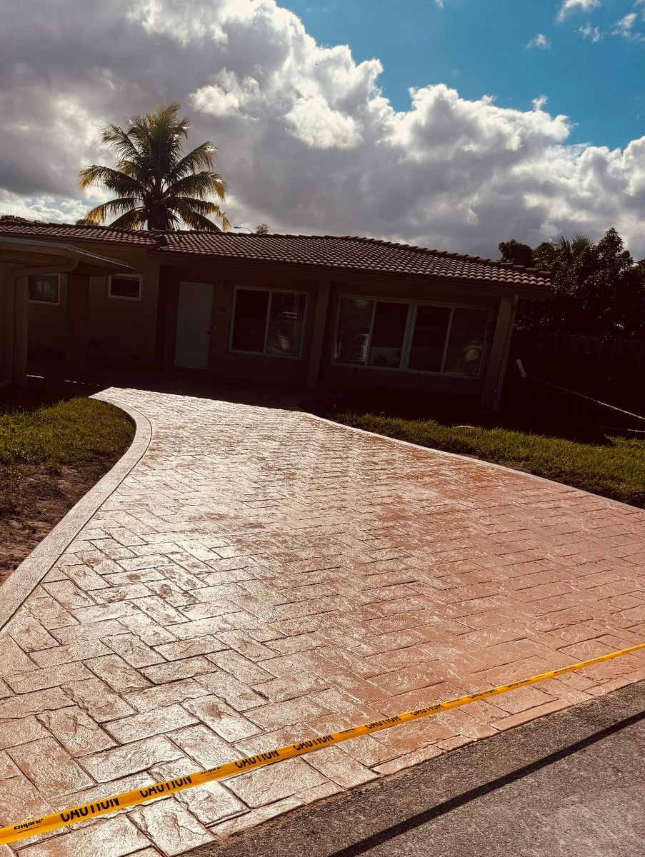 Stamped Concrete Installation for Beautiful and Affordable Stamped Concrete by Castilla Concrete Finish Design Corp in Sunrise, FL