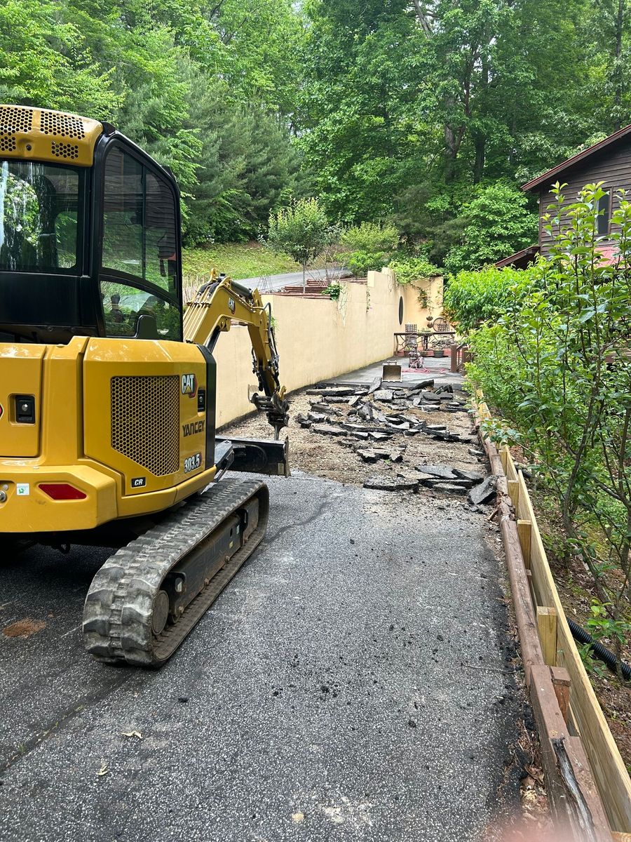 Concrete and Asphalt driveway removal for The Gravel Guy in Blairsville, GA