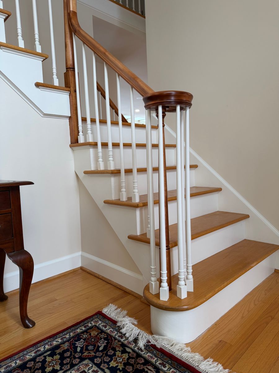 Oak staircases staining for  C&M Painting Finishing in Rochester, NY