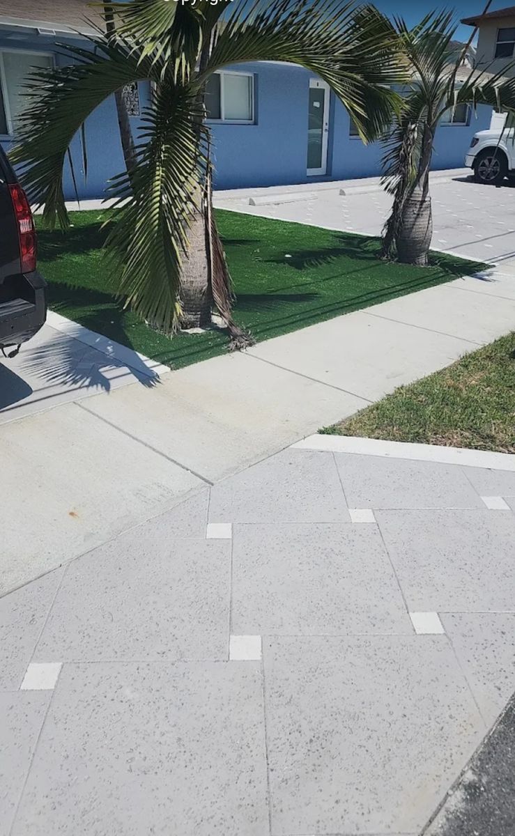 Concrete Squares with Faux Grass or Rocks for Beautiful and Affordable Stamped Concrete by Castilla Concrete Finish Design Corp in Sunrise, FL