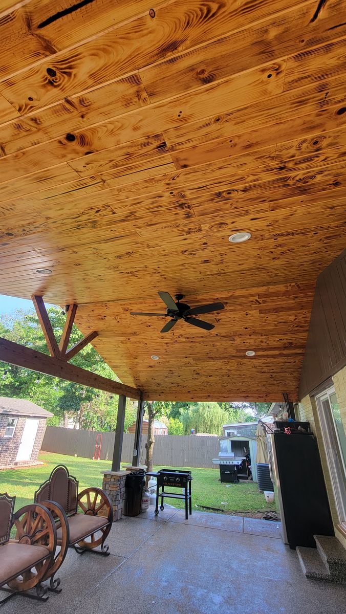 Staining wood for jeo painting llc in Huntsville, AL