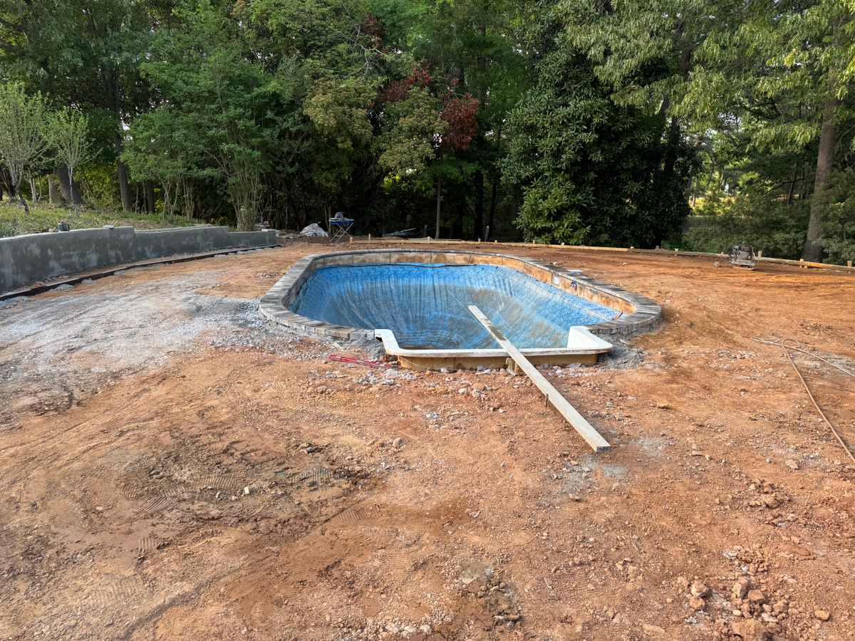 Stamp concrete pool for Jose's Concrete in Sanford, NC