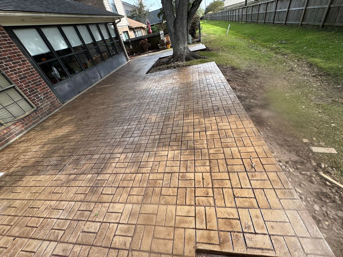 Stamped Concrete Installation for NG Concrete Services in Houston, TX