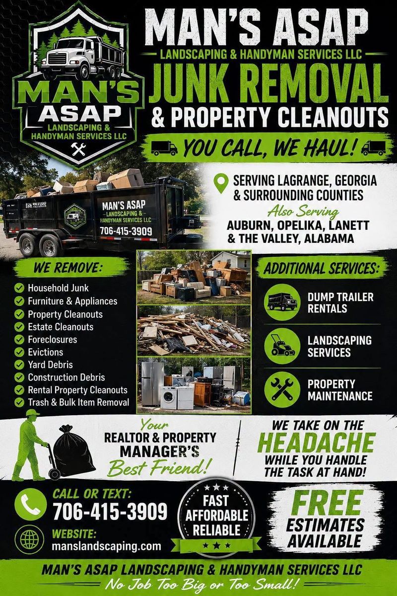 Junk Removal Services for Man's Asap Landscaping and Handyman Services LLC in Lagrange, GA