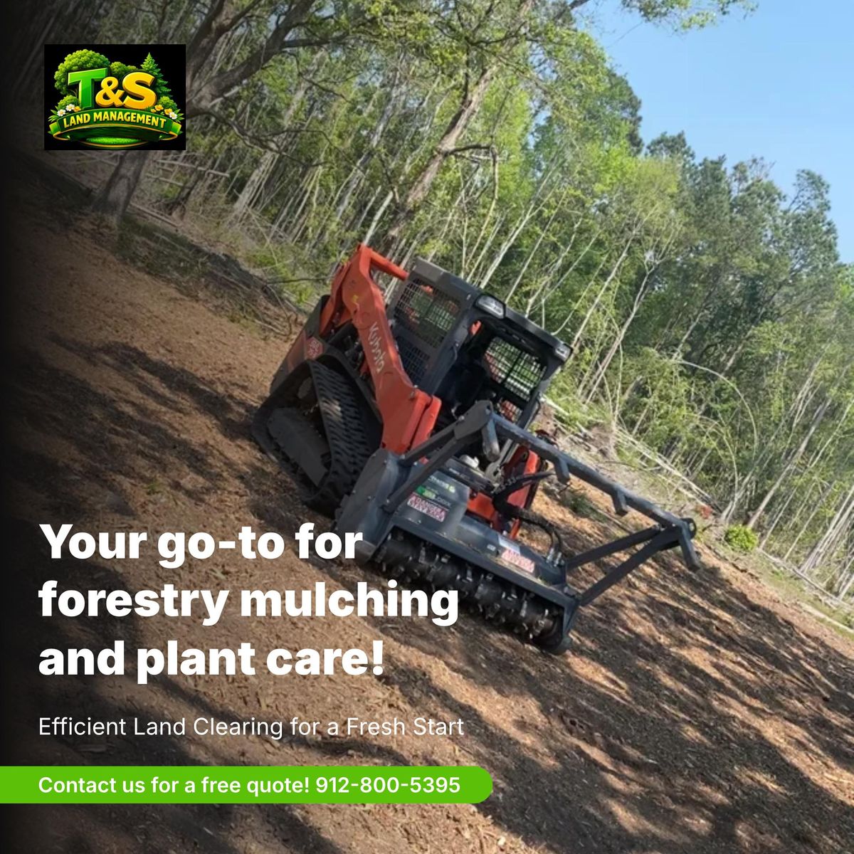 Forestry Mulching for T&S Land Management Services in Effingham County, GA