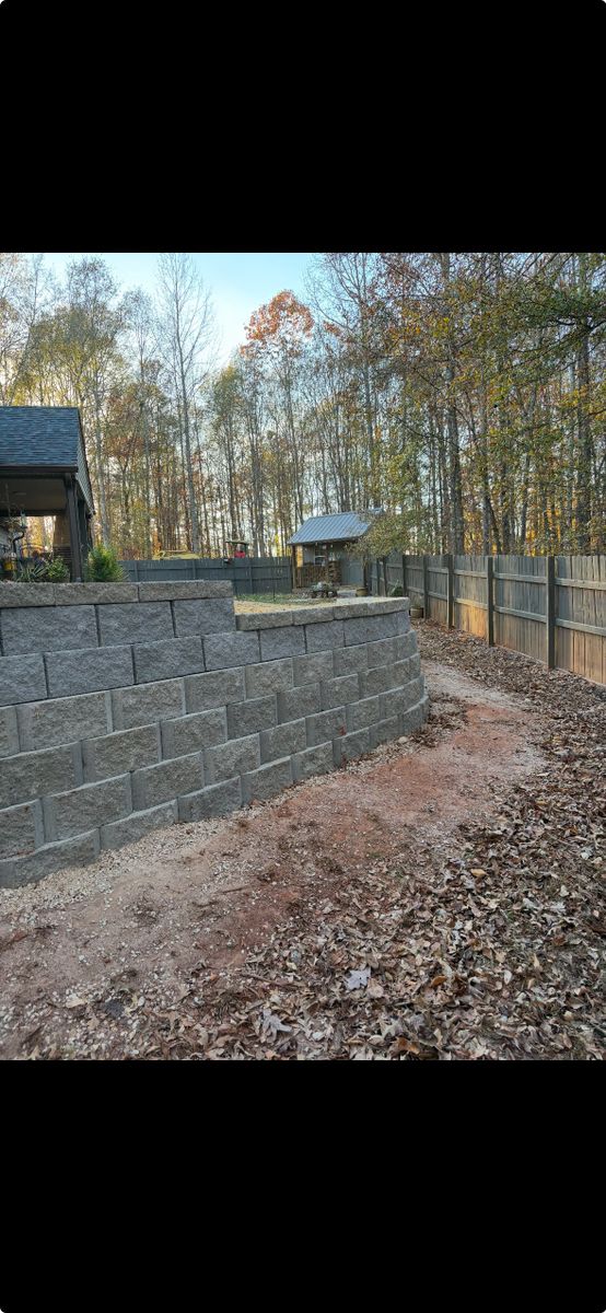 Retaining Wall Construction for Tri-P Services in Athens, GA