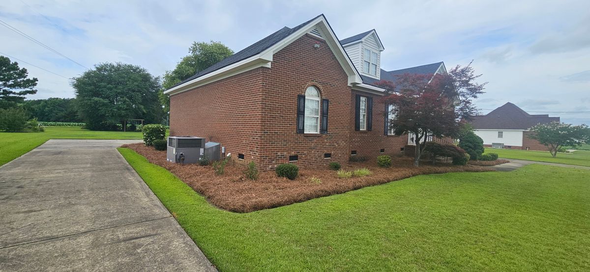 Mulch/pine Straw Installation for Natures Accent in Wilson, NC
