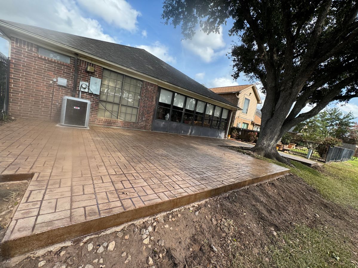 Stamped Concrete Installation for NG Concrete Services in Houston, TX