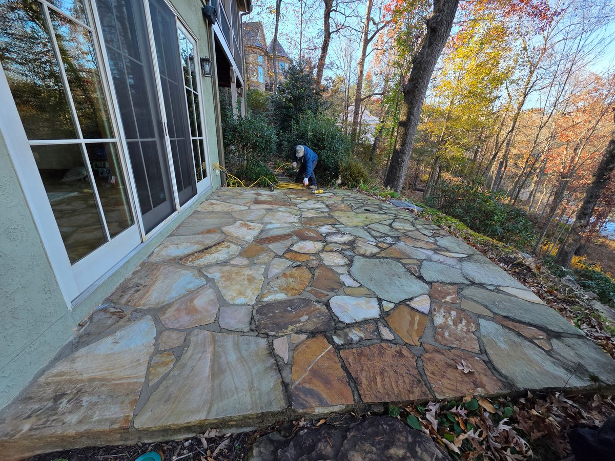 Hardscape brick laying for Acosta's Stone Work in Henderson, NC