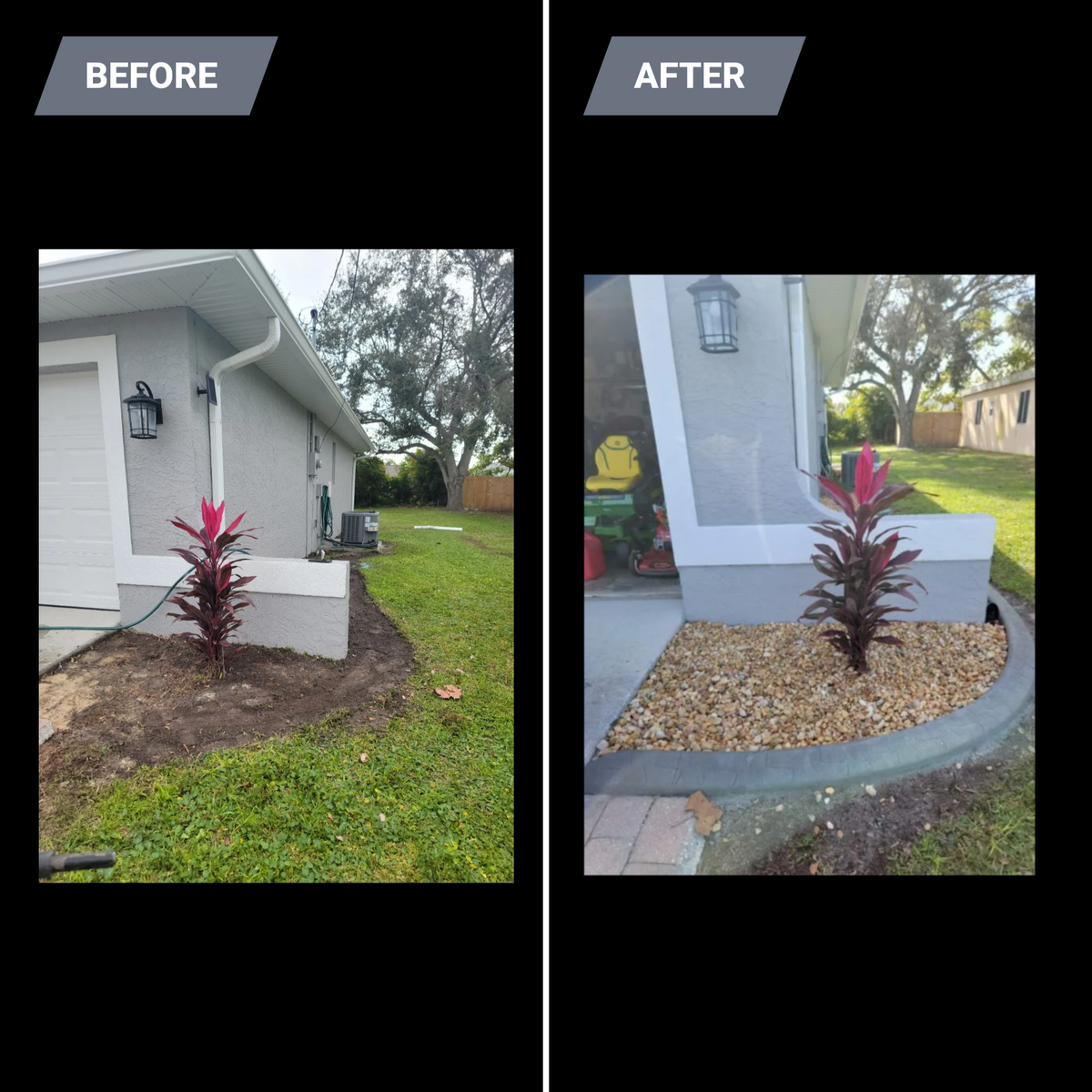 New Landscape Before and After for Advanced Landscaping Solutions LLC in Fort Myers, FL