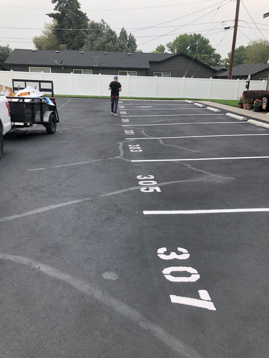 Line striping for Pacific Sealcoating in Bend, OR