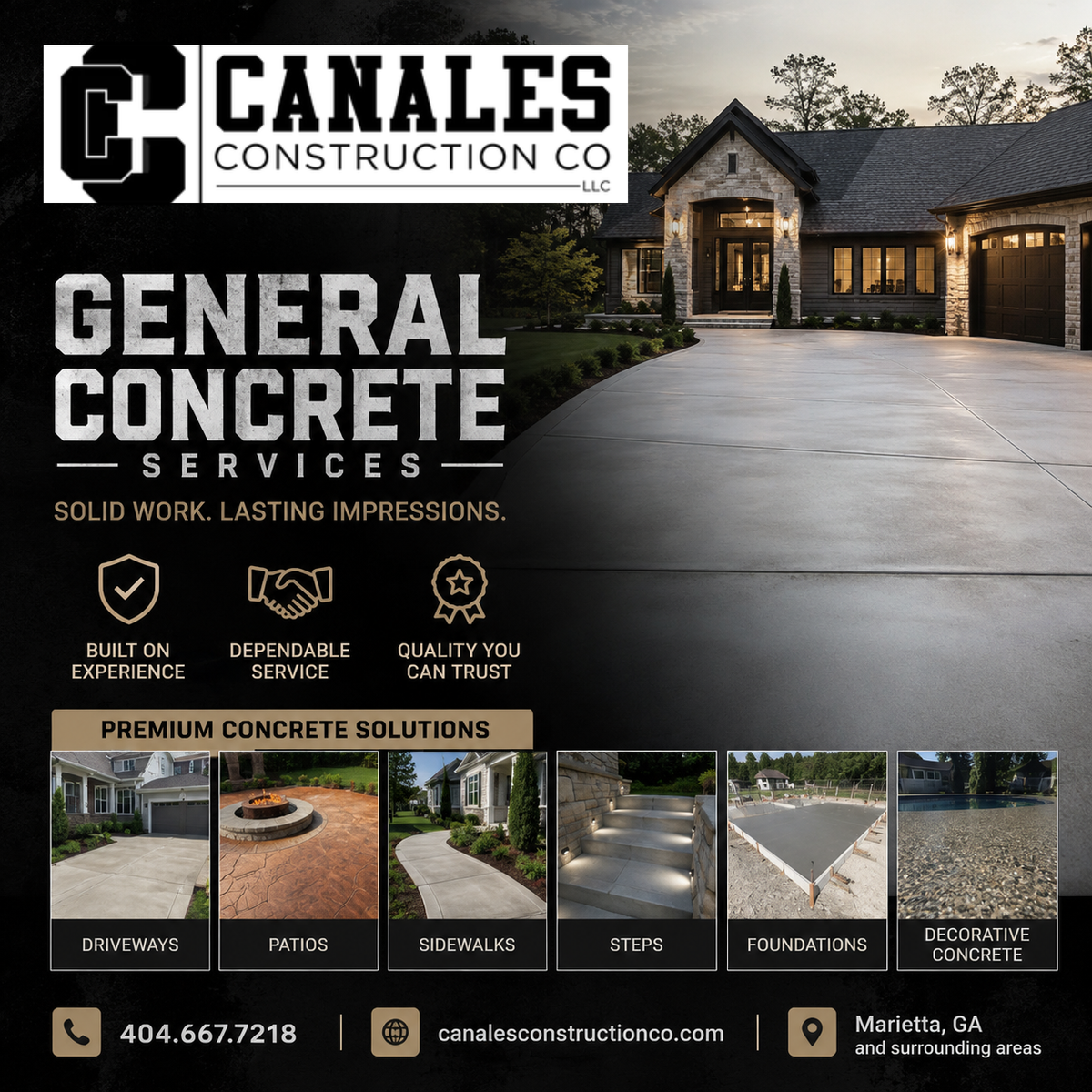Driveway / Sidewalk Installation for CANALES CONSTRUCTION in Marietta, GA