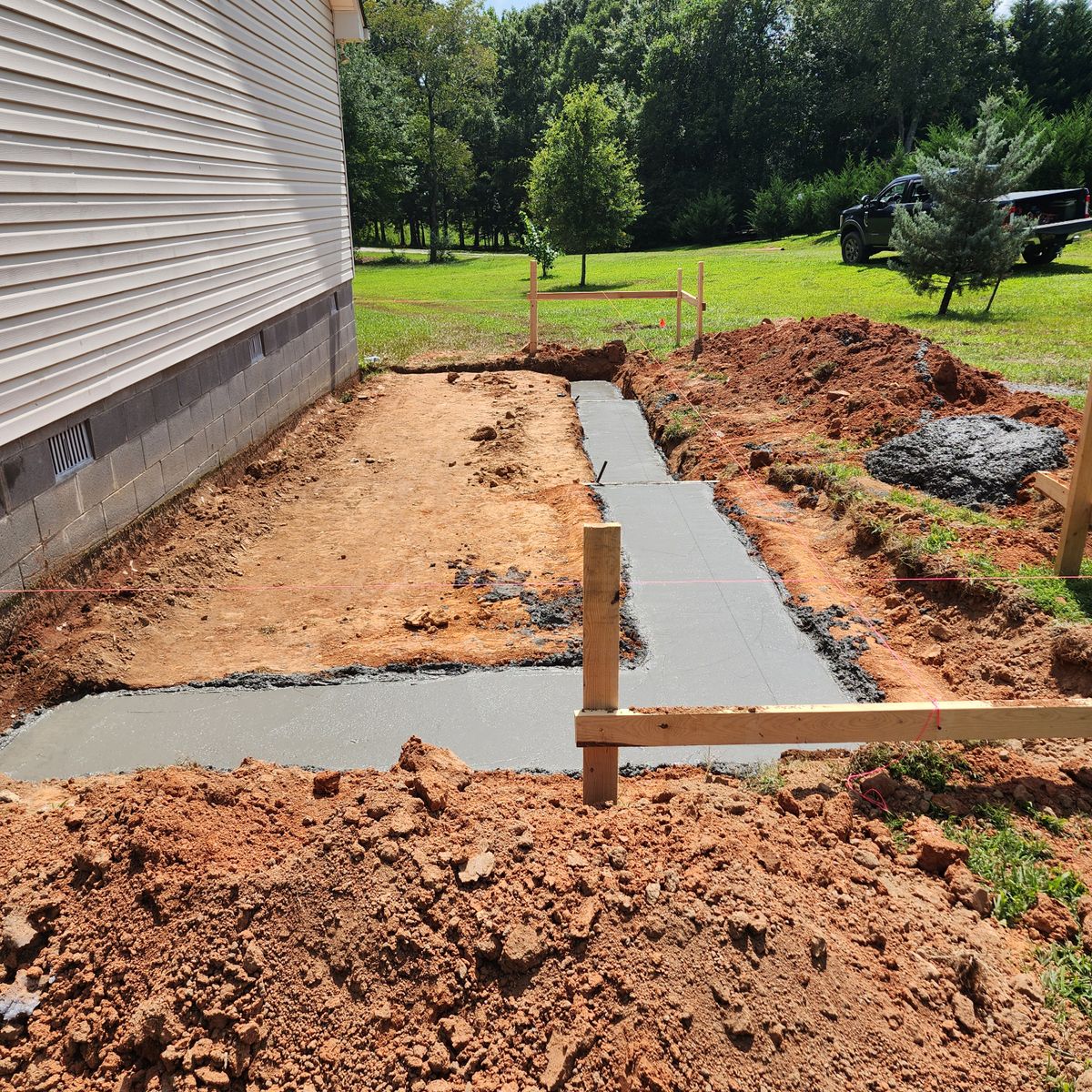 Concrete footings for Parker's Grading Services in Cleveland, GA