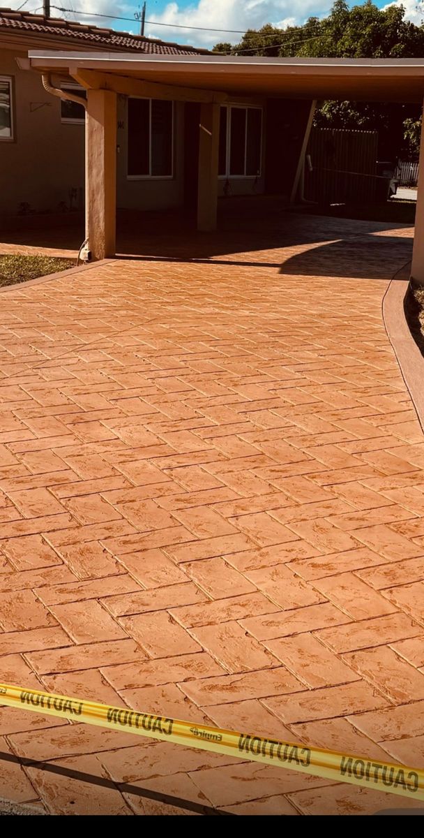 Stamped Concrete Installation for Beautiful and Affordable Stamped Concrete by Castilla Concrete Finish Design Corp in Sunrise, FL