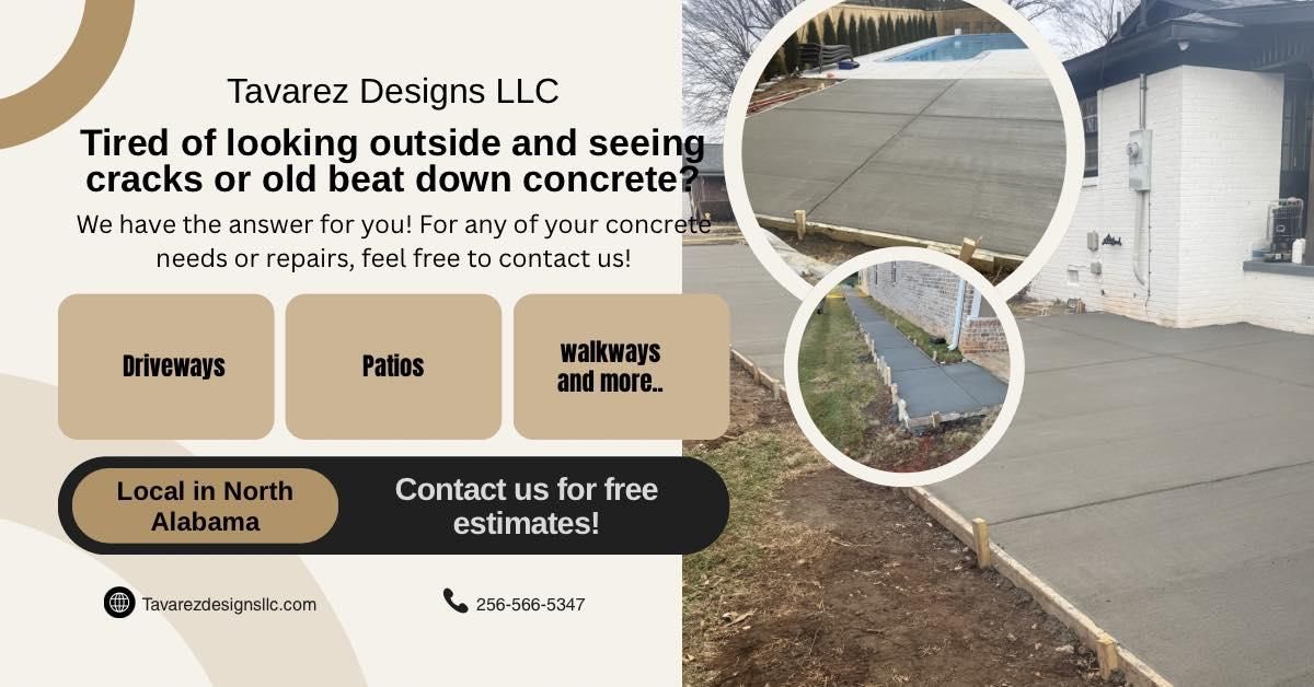 Sidewalk Installation for Tavarez Designs LLC in Huntsville, AL