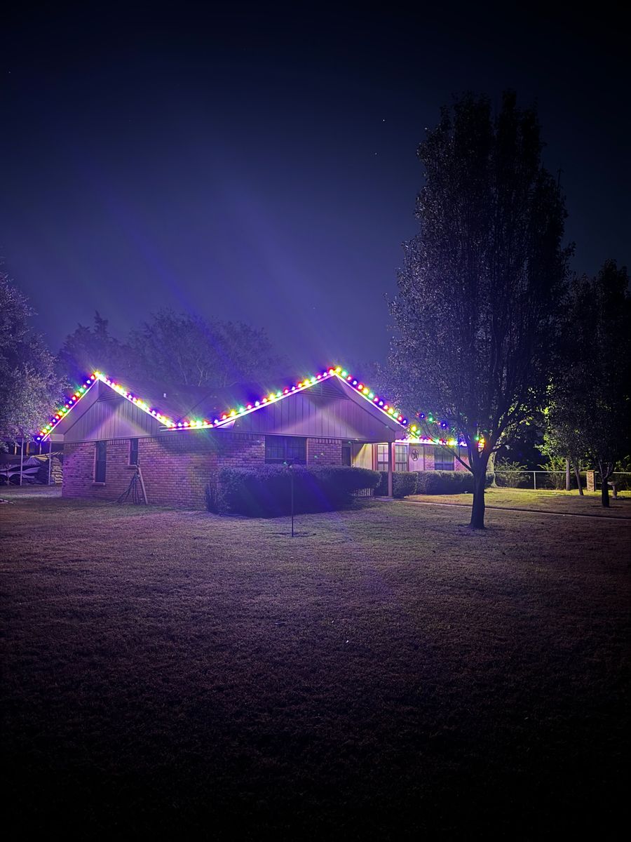 Christmas light installation for Keener's Lawn and Landscape LLC in Quitman, TX