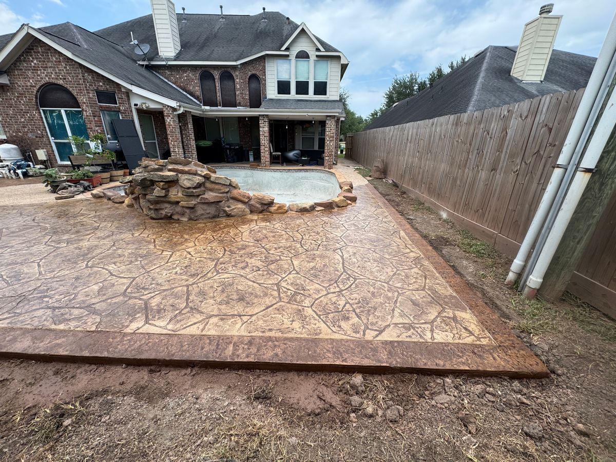 Stamped Concrete Installation for NG Concrete Services in Houston, TX
