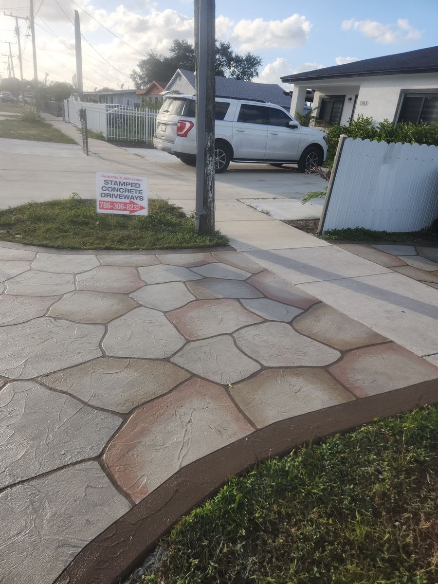 Stamped Concrete Installation for Beautiful and Affordable Stamped Concrete by Castilla Concrete Finish Design Corp in Sunrise, FL