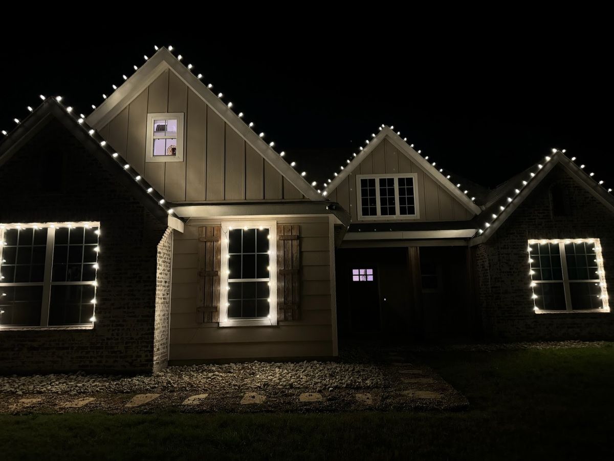 Christmas Light Installation for Alpha Shack Construction in Conroe, TX