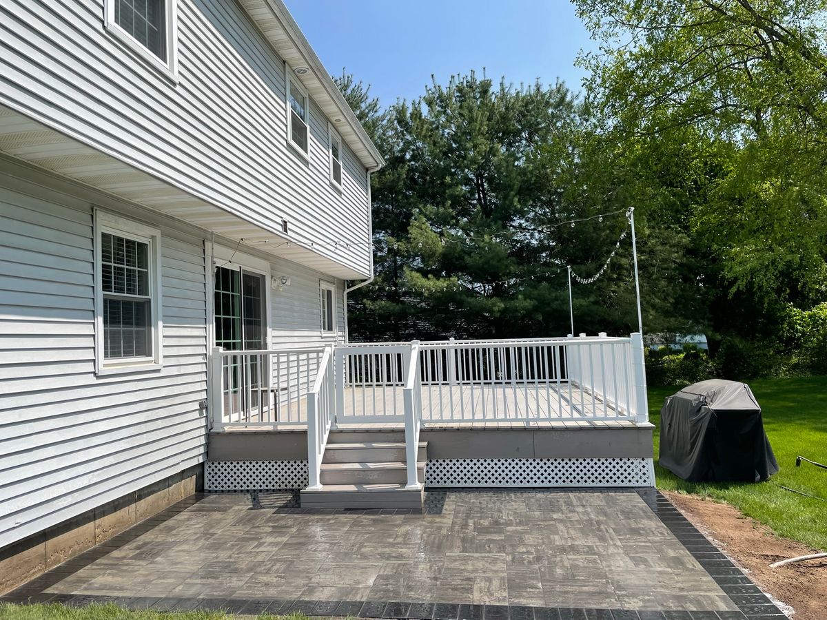 Paver patio installation for Elyon Construction and Stoneworks LLC in Windsor, CT