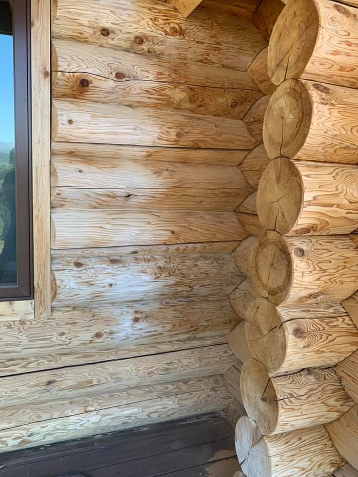 Sanding for True Blue Logworks LLC in Corvallis, MT