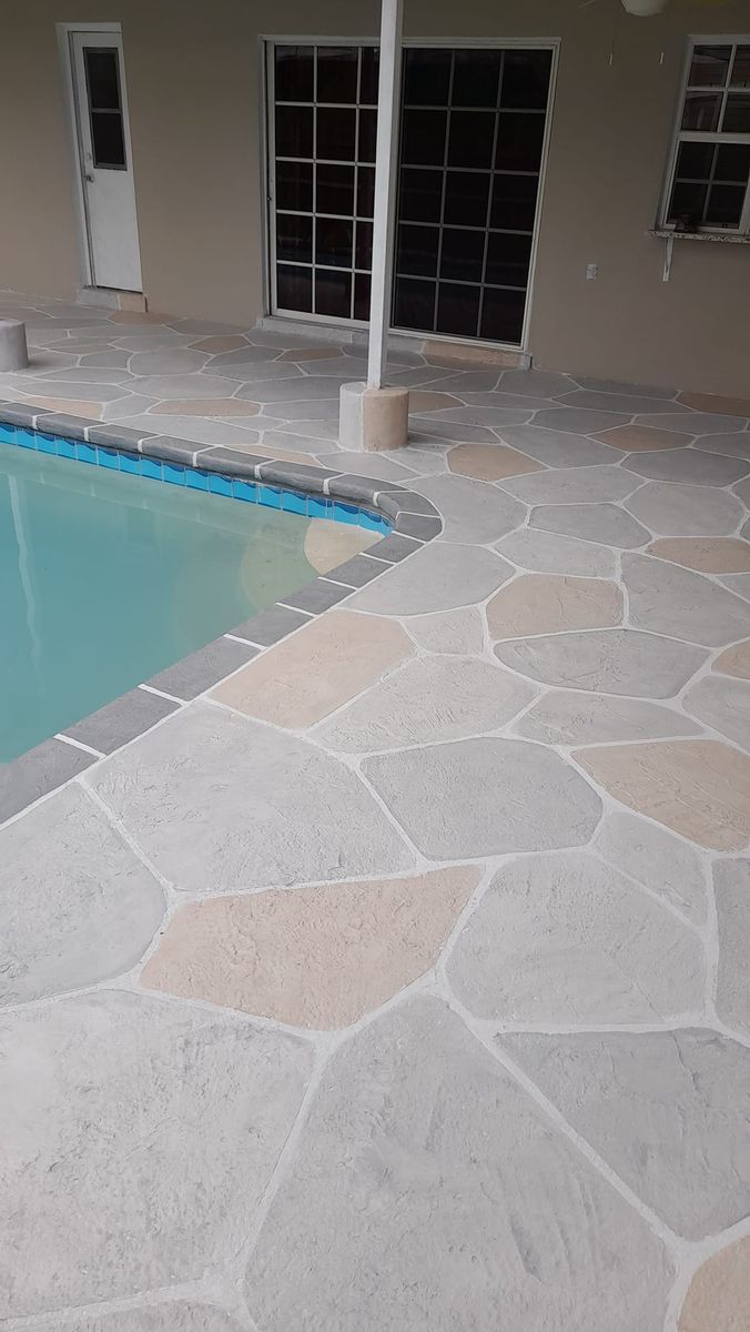 Pool Deck/ Patio for Beautiful and Affordable Stamped Concrete by Castilla Concrete Finish Design Corp in Sunrise, FL
