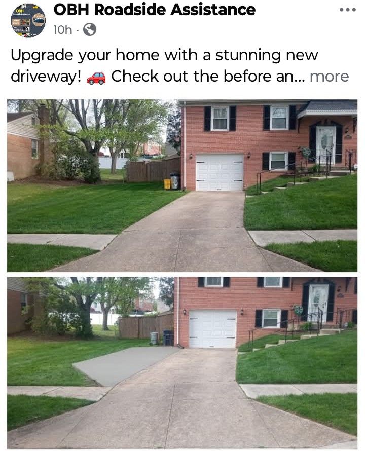 Concrete Driveway Installation for OBH Concrete LLC in Lusby, MD