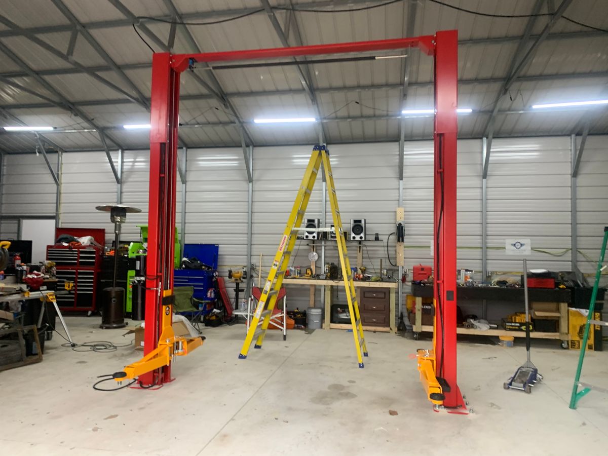 Car lift installation for Mrs. Mechanic LLC in Greensburg, IN