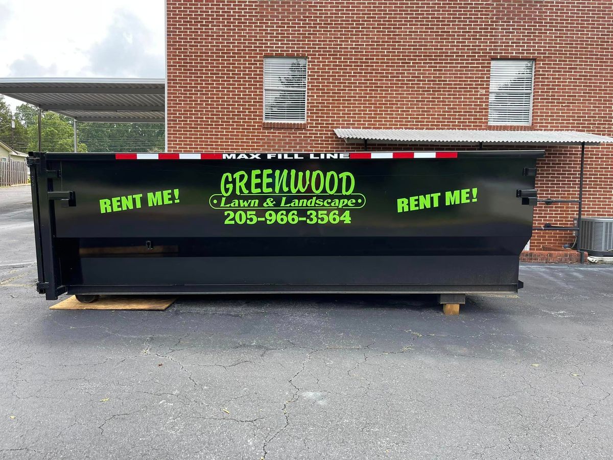 Roll Off Dumpster Rental for Greenwood Lawn & Landscaping LLC in Talladega, Alabama