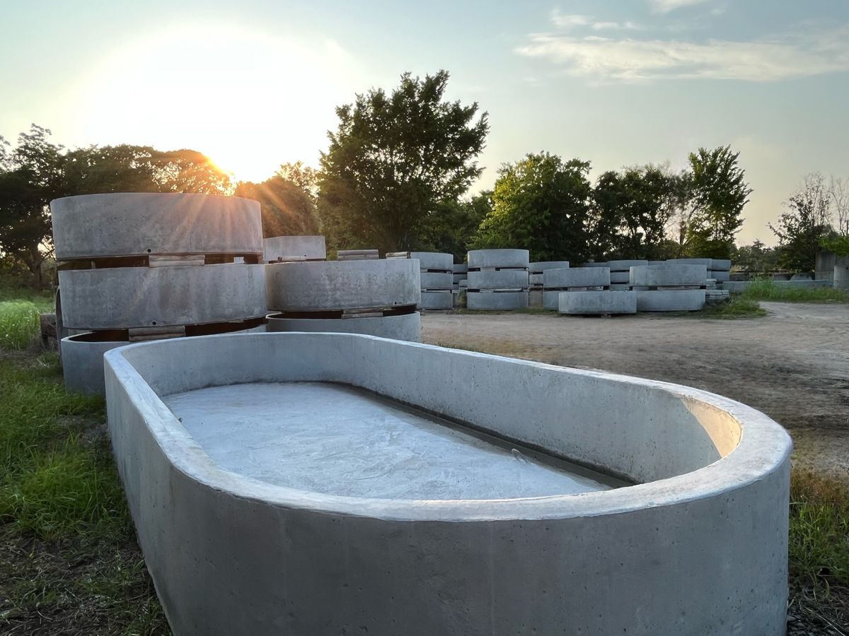 Concrete Water Troughs for MannaS Precast Concrete LLC in Bay City, TX