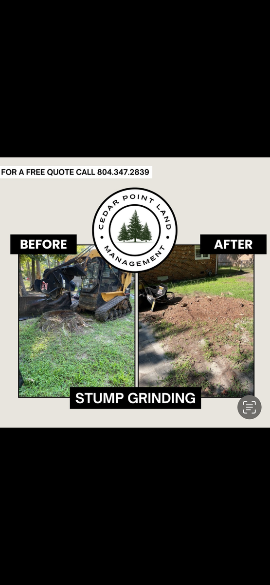 Stump Grinding for Cedar Point Land Management in Richmond, VA